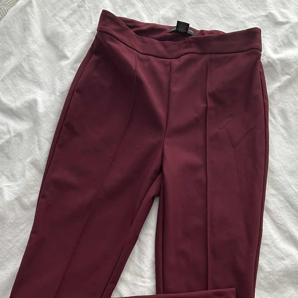 Christian Siriano New York Burgundy High-Rise Stretch Flared Trousers Us 2